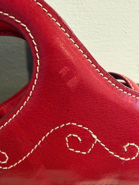 Brighton Woven Straw Tote Purse Red Leather Heart Handle opt. shoulder strap - Picture 8 of 16